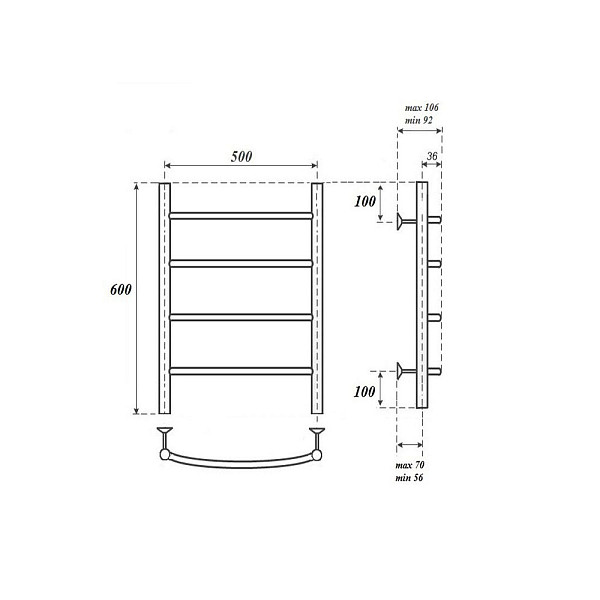 Полотенцесушитель водяной Point Афина PN04156BR П4 500x600, бронза