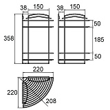 Полка двухъярусная угловая, проволока стальная, 09, Milardo, 209WC20M44