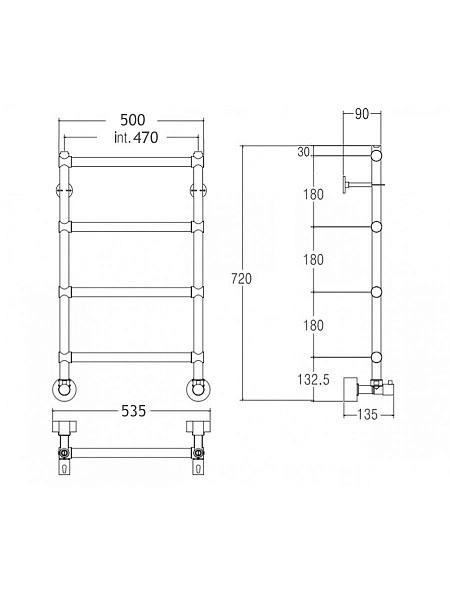 Полотенцесушитель водяной Margaroli Sole 442, цвет: бронза 4424704OBN