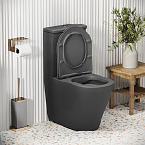 Унитаз GR-4480GMS Color (620*365*810) СЕРЫЙ МАТОВЫЙ напольный БЕЗОБОДКОВЫЙ с тонкой крышкой, 2 места