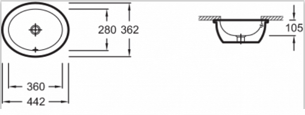 Встраиваемая раковина Jacob Delafon Vox 44,2х36,2 см EYI102-00