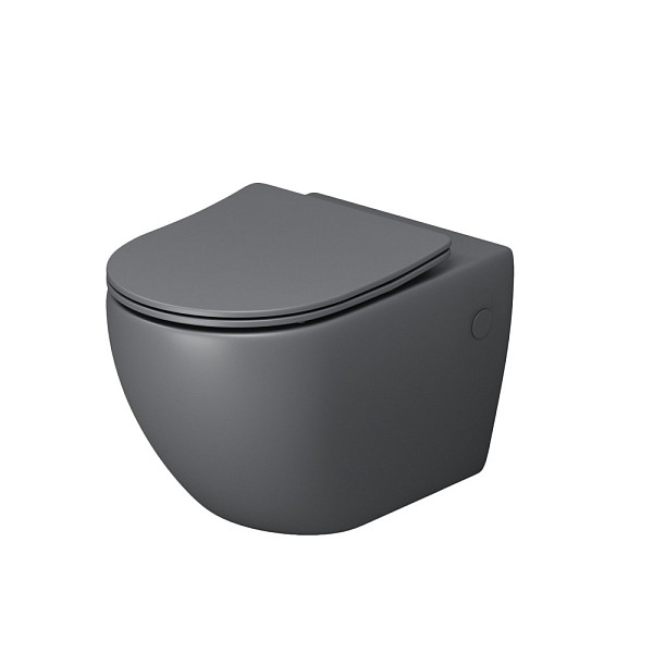 Унитаз GR-4411GMS Color (550*365*395) СЕРЫЙ МАТОВЫЙ подвесной БЕЗОБОДКОВЫЙ