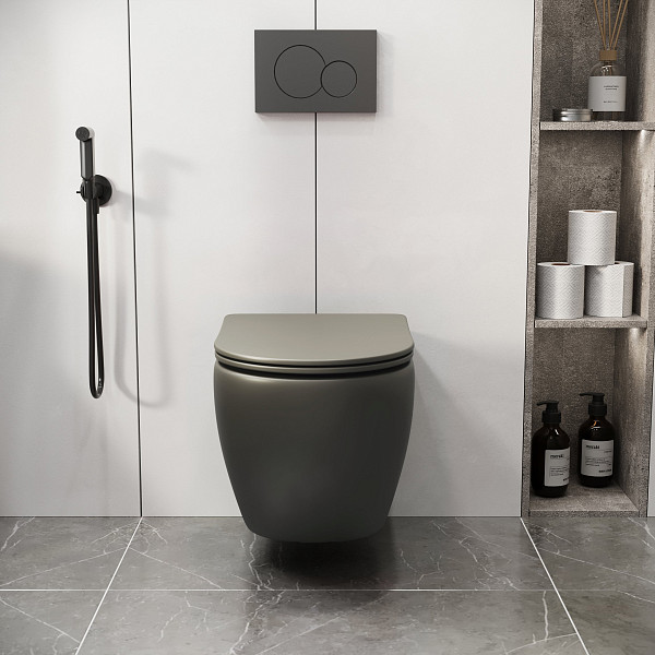 Унитаз GR-4411GSMS Color (550*365*395) ХАКИ МАТОВЫЙ подвесной БЕЗОБОДКОВЫЙ