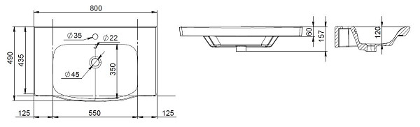 M80WCC0802WG Like, Раковина мебельная, керамическая, 80 см, встроенная, цвет: белый, глянец