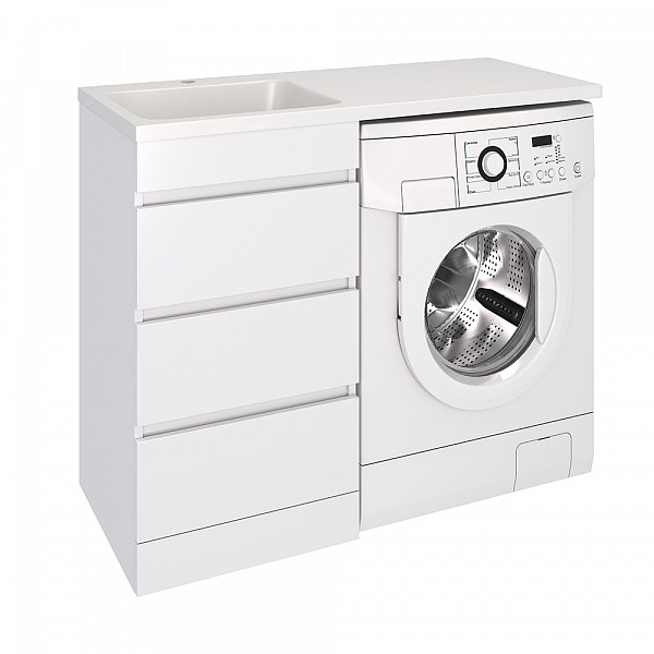 Тумба ДЖЕРСИ к умывальнику Камилла 1100 над стиральной машиной, 3 ящика