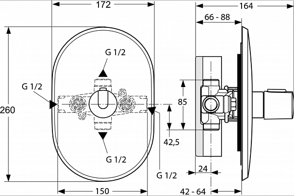 Термостат Ideal Standard Ceratherm 100 New A4626AA для душа