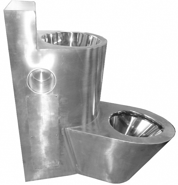 Туалет из нержавеющей стали с умывальником COMBI антивандальный левый настенный, шт