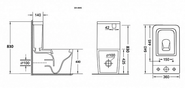Унитаз напольный Grossman GR-4445S с тонкой крышкой