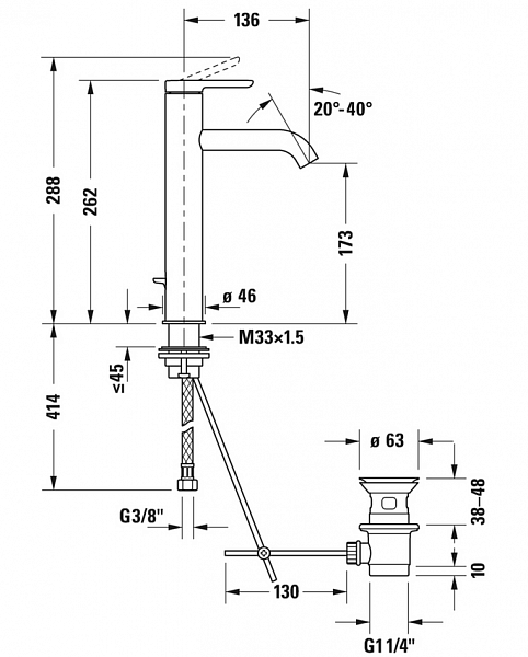 Смеситель Duravit C.1 C11030001010 для раковины