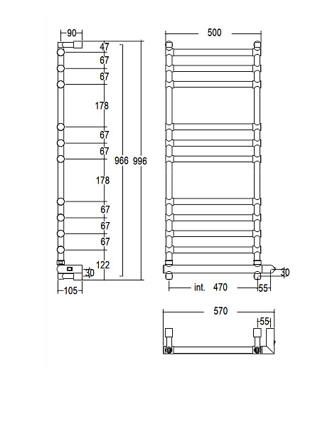 Полотенцесушитель электрический Margaroli Sole 564, цвет: хром 5644711CRNB