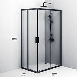 W93G-404-120280-BT Gem S Twin Slide 120x80. Душевое ограждение,120x80, профиль черный мат., стекло п