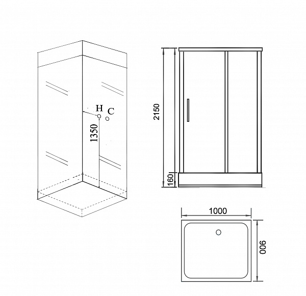 Душ.каб. GR266 (90x100x215) GROSSMAN 5 мест