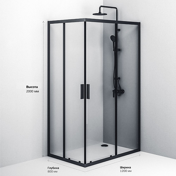 W93G-404-120280-BT Gem S Twin Slide 120x80. Душевое ограждение,120x80, профиль черный мат., стекло п