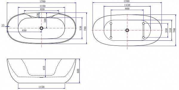Акриловая ванна Aquanet Family Sweet 1700x780 155778GW Gloss Finish 155778GW