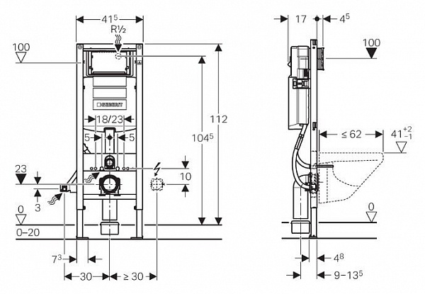 Система инсталляции для унитазов Geberit Duofix 111.361.00.5