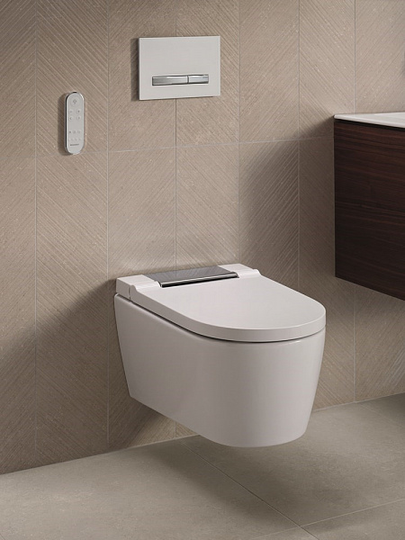 Унитаз-биде подвесной Geberit AquaClean Sela 146.224.21.1 панель хром