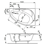 Акриловая ванна Vagnerplast Flora 150x100 правая VPBA151FLA3PX-04