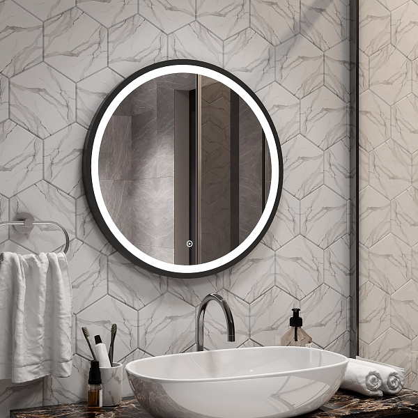 Зеркало Континент "Style Black Led" D 600