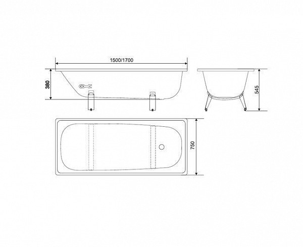Стальная ванна White Wave Classic 170x75 001079
