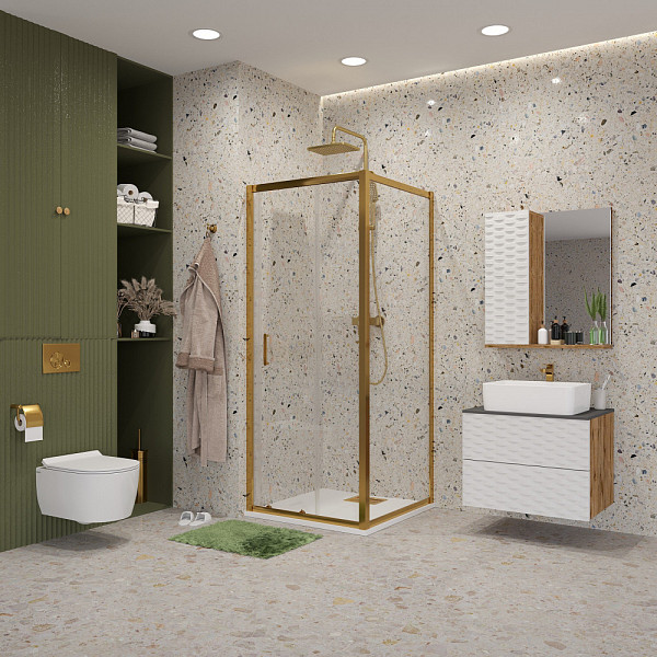 Душ.ограждение NG-42-9AG-A100G (90*100*190) прямоугольник, дверь раздвижная, 2 места