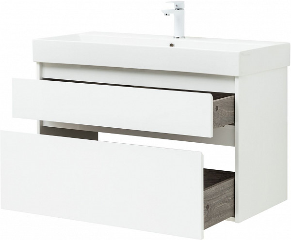 Тумба под раковину Aquanet Nova Lite 100 (SLIM SYNERGY) белый, 2 ящика 00249940