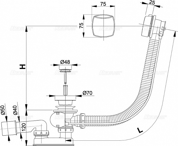 Сифон для ванны AlcaPlast A51CR-80