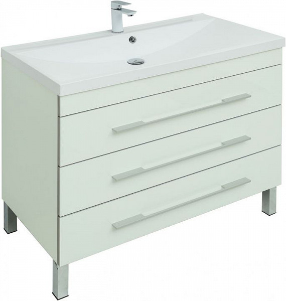 Тумба с раковиной Aquanet Верона 100 белый (напольная 3 ящика) 00287663