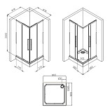 W84G-403-9090-BТ Душевое ограждение Func Square Slide 90х90, черный, прозрачное