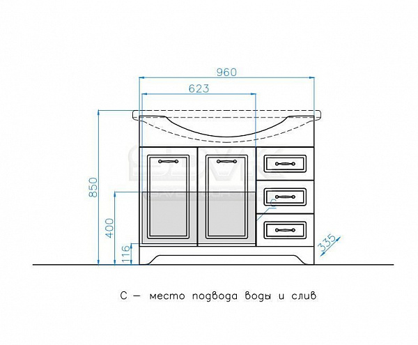 Тумба Style line Олеандр-2 100 под раковину Эльбрус 100