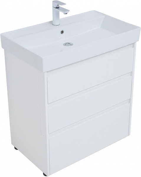 Тумба под раковину Aquanet Nova Lite 75 белый глянец (3 ящика) 00302472