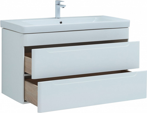 Тумба под раковину Aquanet София 105 белый глянец (2 ящика) 00274116