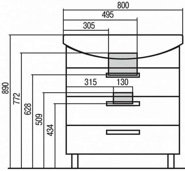 Тумба под раковину Акватон Ария 76 см 1A141301AA430