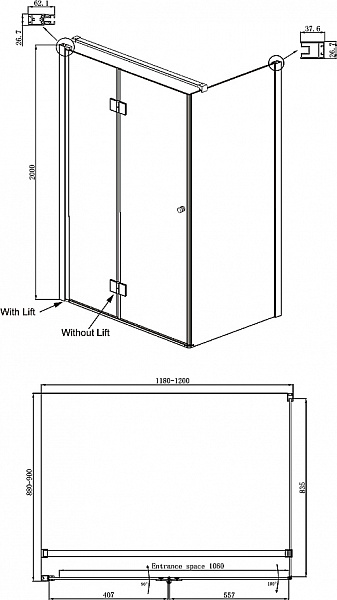 Душевое ограждение Ambassador Diamond 12011108L