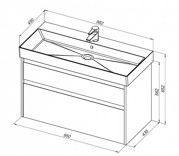 Тумба под раковину Aquanet Nova Lite 100 (SLIM SYNERGY) дуб рустикальный, 2 ящика 00249957