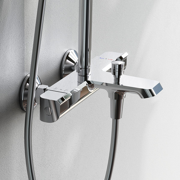 F078F500 Func, душ. система: см-ль д/ванны/душа с ТМС, душ.штанга, верхн. душ квадр., ручн.душ, хром