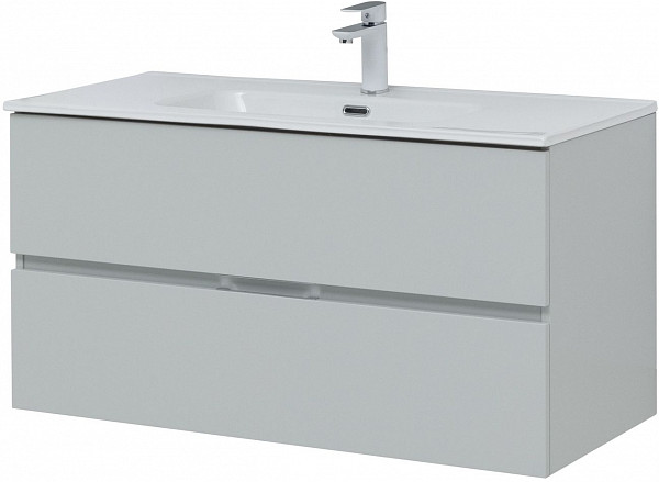 Тумба под раковину Aquanet Алвита New 100 2 ящика, серый 00277520