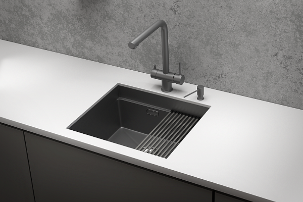 KS-5045U, ГРАФИТ МАТОВЫЙ, стальная кухонная мойка KITCHEN SPACE