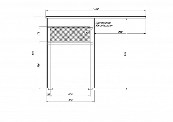 Тумба под раковину Aquanet Токио 58 белый (напольная, 1 ящик) 00239290