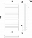 Прато П12 500х1000 электро (sensor quick touch) Полотенцесушитель TERMINUS черный матовый