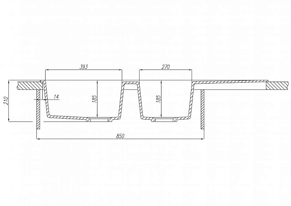 Мойка для кухни Aquaton Торина прямоугольная с крылом и дополнительной чашей латте 1A712032TR260