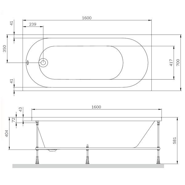 W94A-160-070W-A1 X-Joy Ванна акриловая 160х70