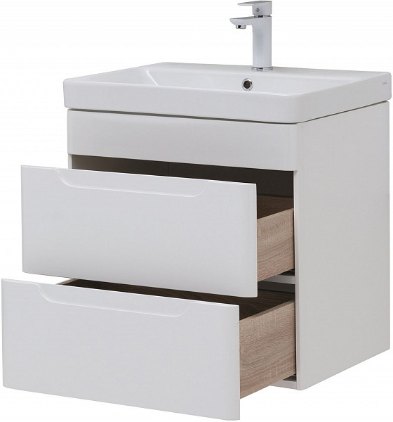 Тумба под раковину Aquanet София 60 белый глянец (2 ящика) 00288905