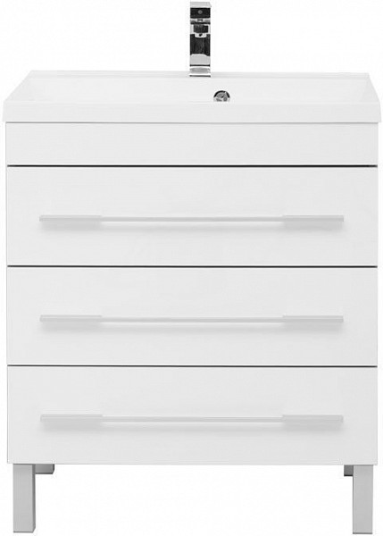 Тумба с раковиной Aquanet Верона 75 белый (напольная 3 ящика) 00287671