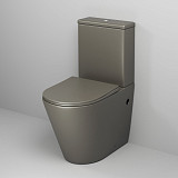 Унитаз GR-4480GSMS Color (620*365*810) ХАКИ МАТОВЫЙ напольный БЕЗОБОДКОВЫЙ с тонкой крышкой, 2 места