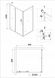 Душ.ограждение NG-62-8A-A80 (80*80*190) кавдрат, дверь раздвижная, 2 места