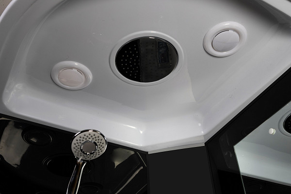 Душ.каб. NG-6501-14 (900х900х2150) низкий поддон(26см) стекло ТОНИРОВАННОЕ алюм черный 4 места