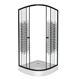 Душ. уголок NG-003-14BLACK (800х800х1950) низкий поддон(13см) стекло МОЗАИКА 2 места