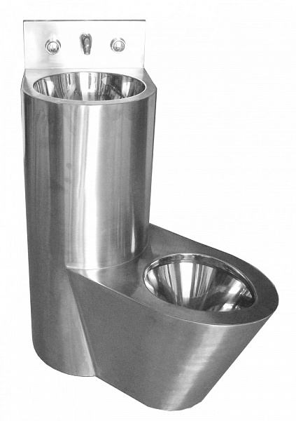 Туалет из нержавеющей стали с умывальником COMBI антивандальный правый настенный, шт