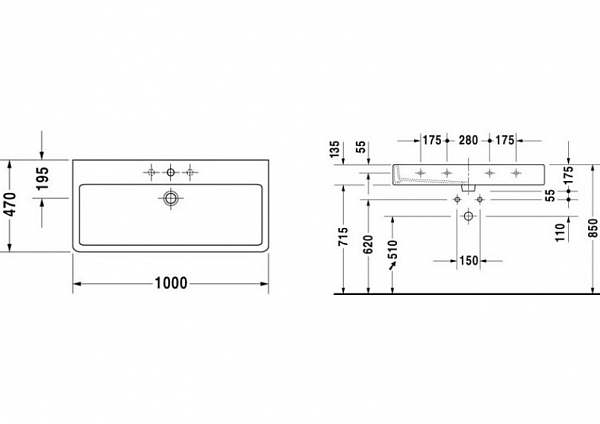 Раковина Duravit Vero 0454100000 100 см