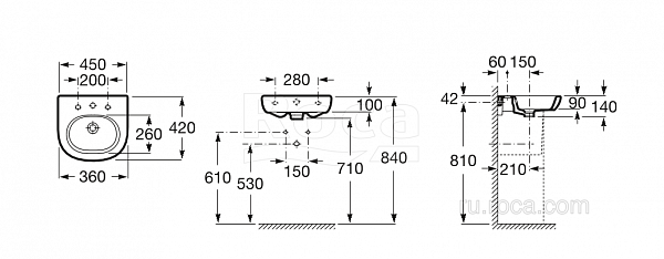 Раковина Roca Meridian 45x42 327245000